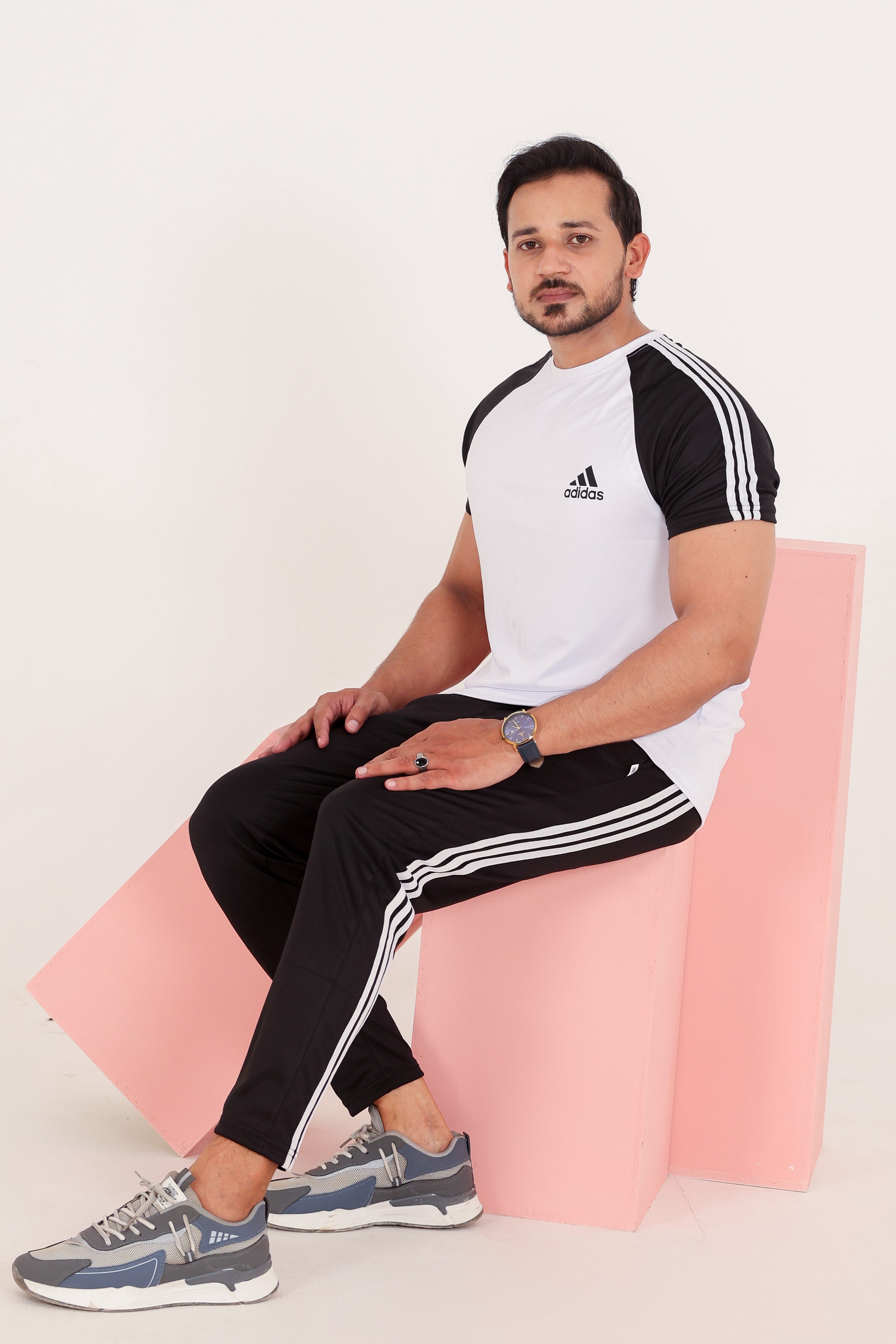 Adi Drifit White Black Tracksuit