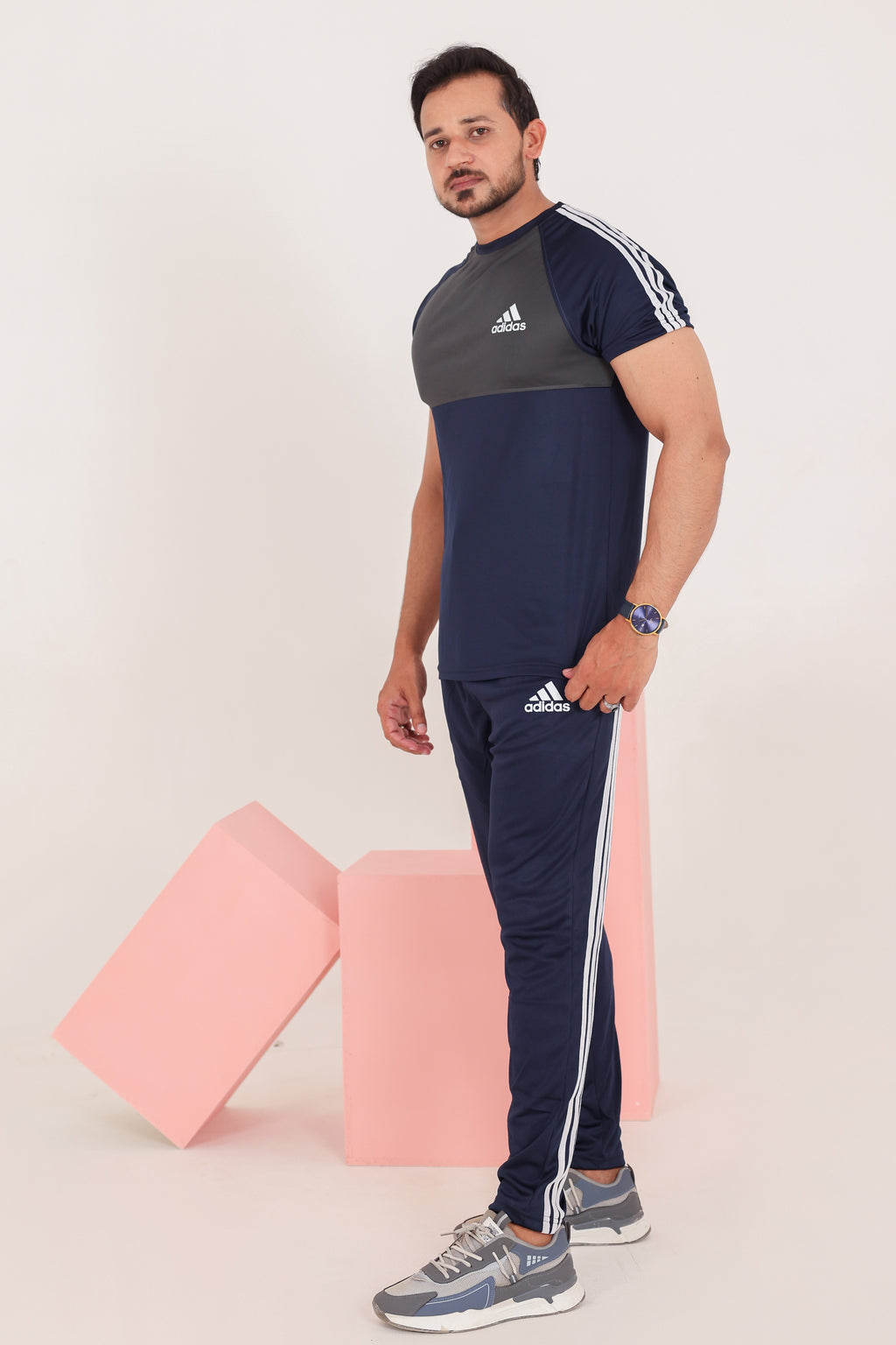 Adi Blue Grey Drifit Tracksuit