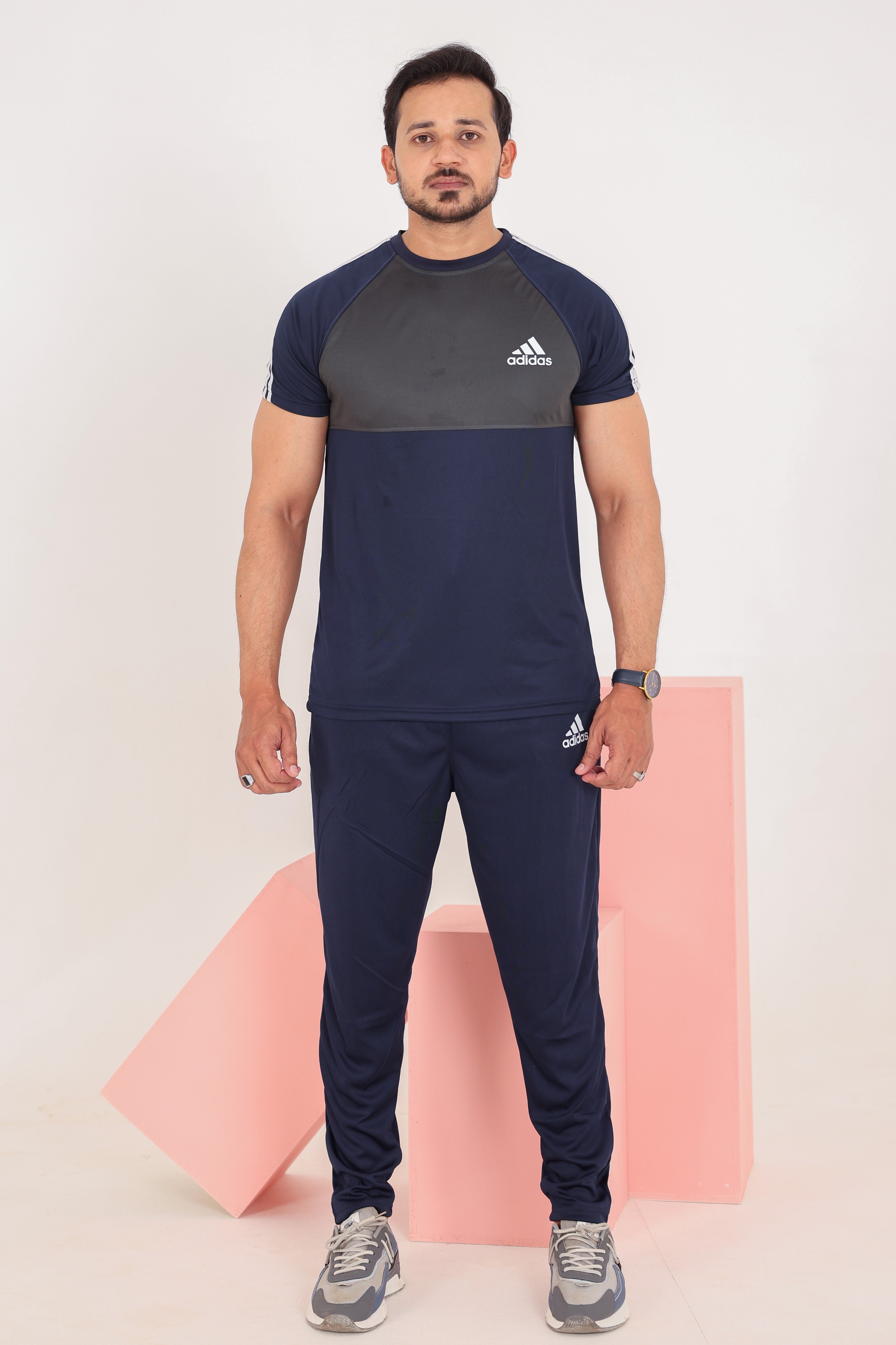 Adi Blue Grey Drifit Tracksuit