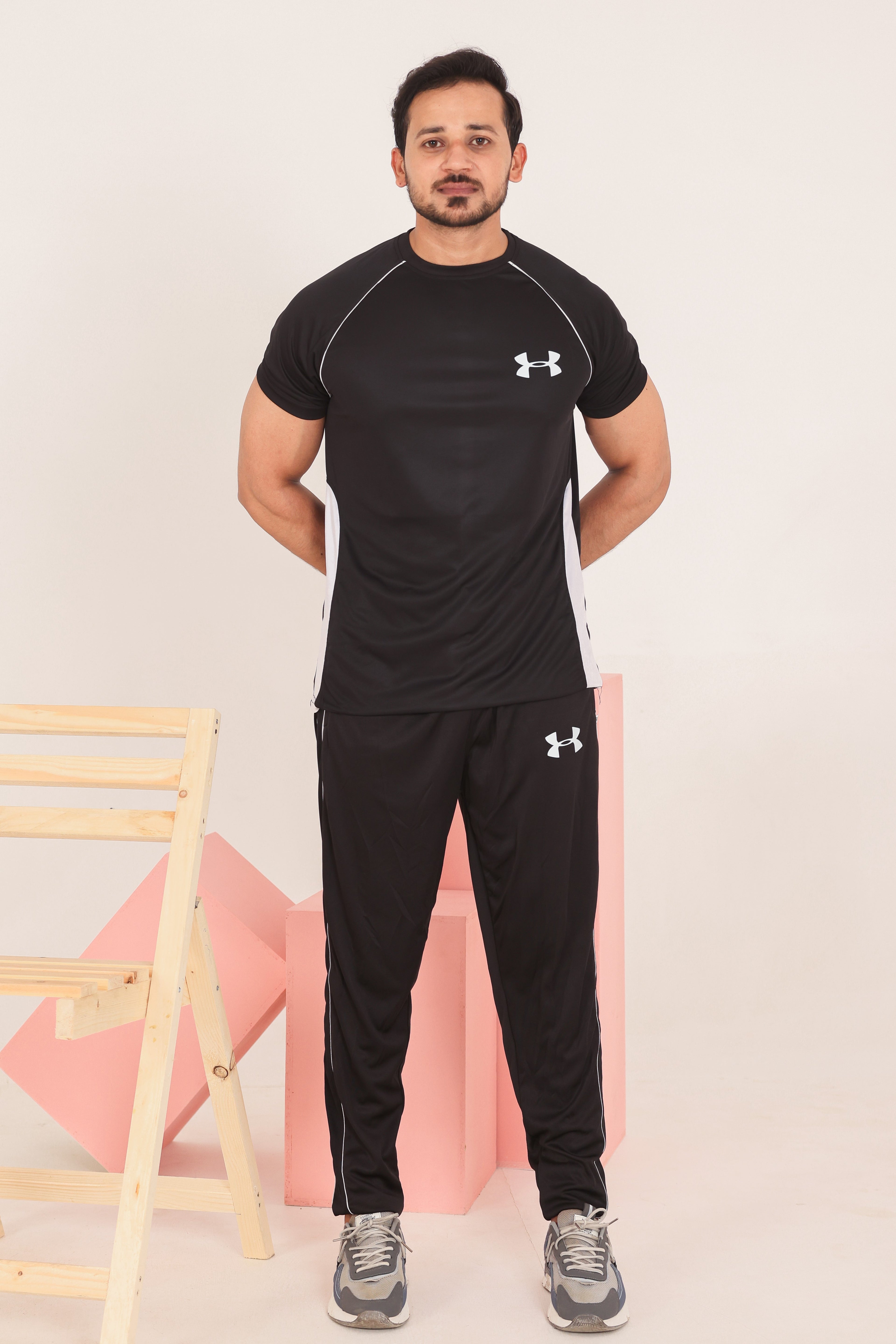 UA Black White Drifit Tracksuit