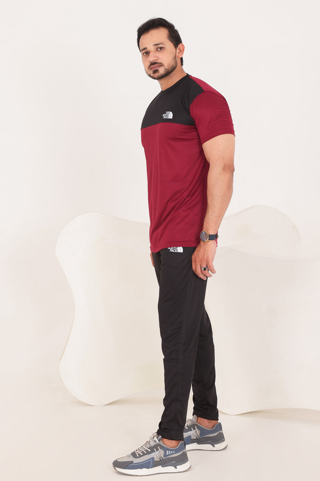 TNF Black Maroon Drifit Tracksuit