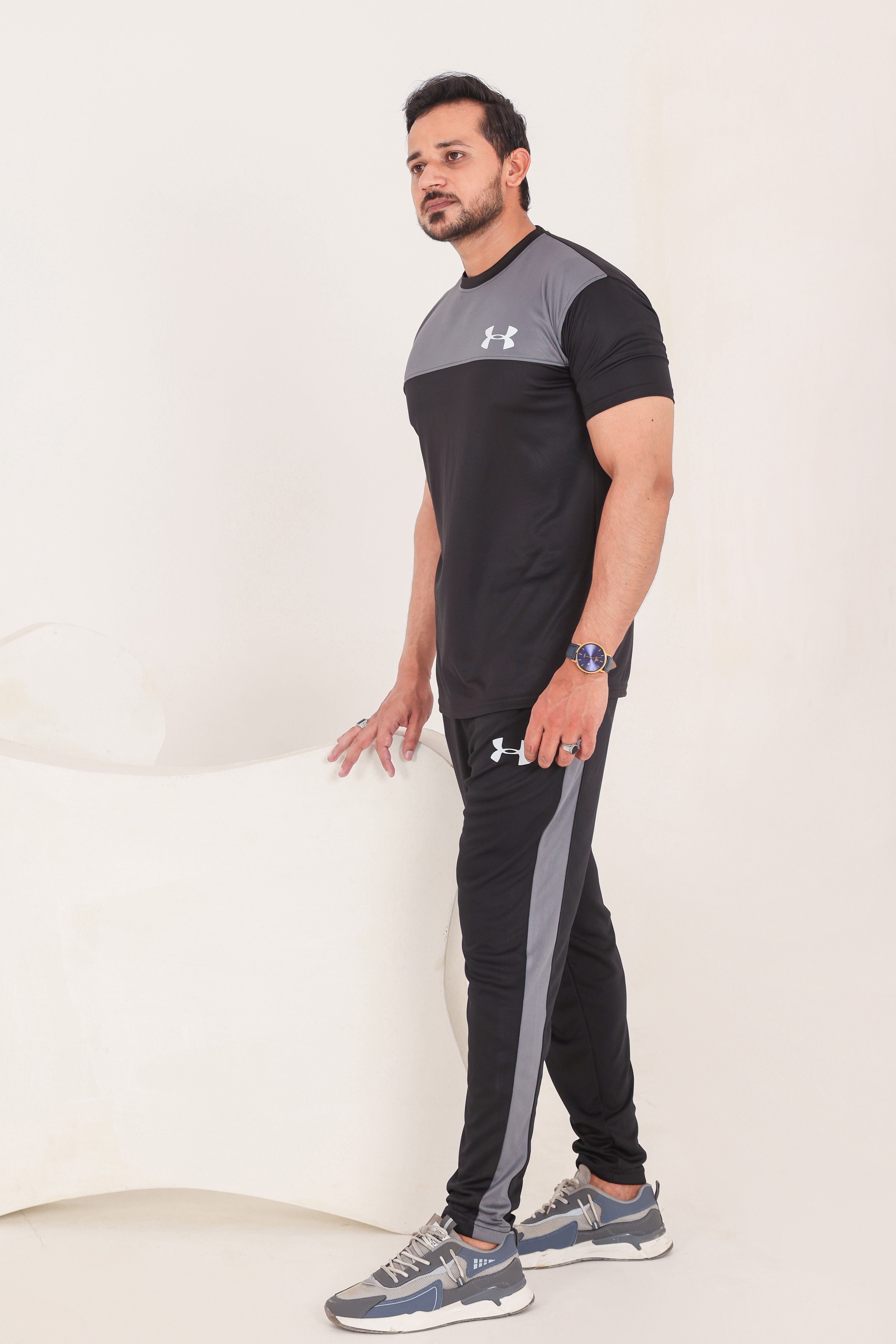 UA Black Grey Drifit Tracksuit